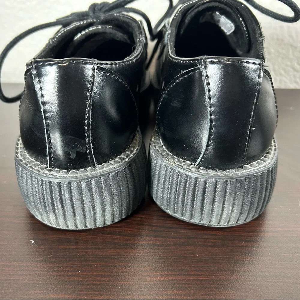 tuk Black Platform Creepers with Pink Heart Cutouts